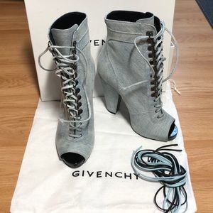 GIVENCHY Washed denim lace up booties!!